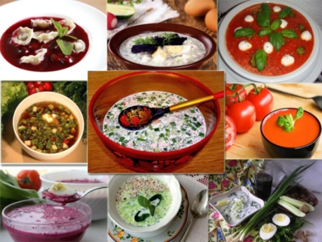 Холодні супи на літо: рецепти. Асортимент холодних супів з шпинату, зі щавлем, з перцю, авокадо, редьки, солодких, огіркового