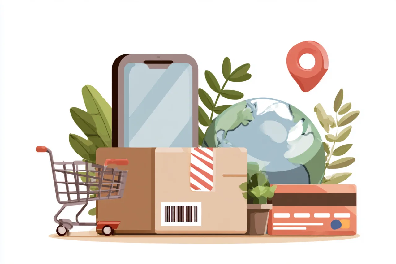 Онлайн-покупки на AliExpress: смартфон, кошик, посилка та картка